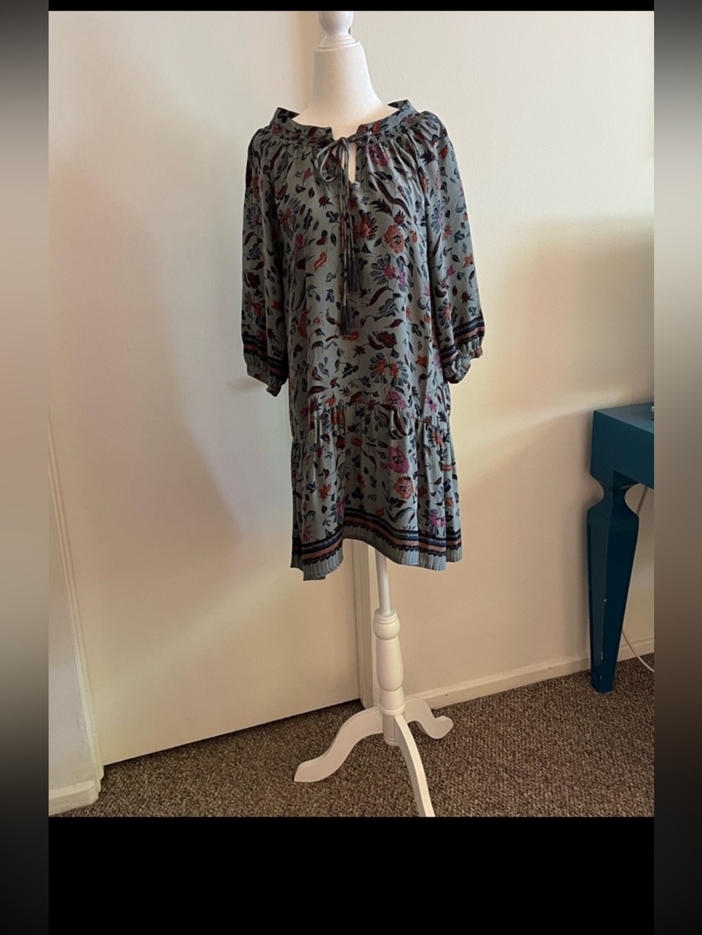 Natalie Martin Sage Floral Mini Dress with Multicolor Print